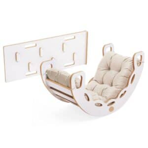4in1 kiipeilykaari ja keinu valkoinen / beige pehmuste, Plush Nest